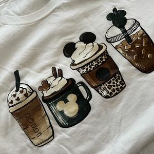 White Starbucks inspired Disney tshirt